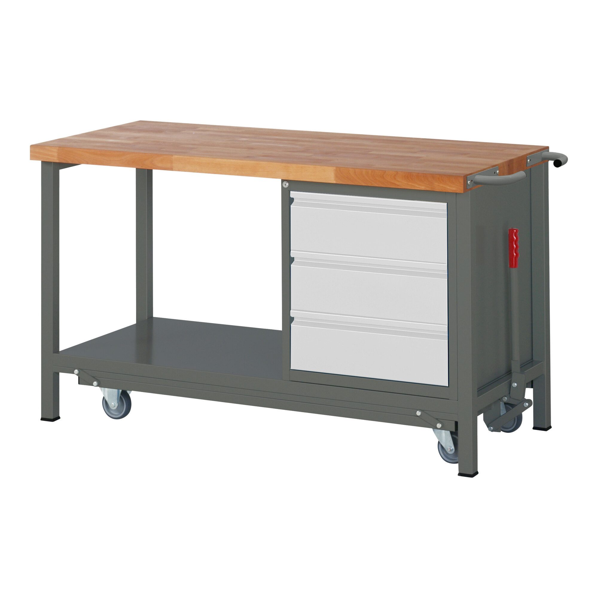 Werkbank STIER Werkbank Premium mit abs. Fahrgestell und 3 Schubladen BxTxH 150