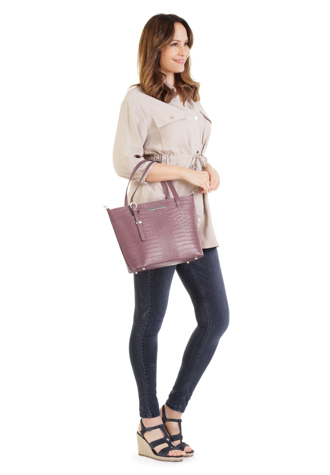Cluty Henkeltasche, echt Leder, Made in Italy