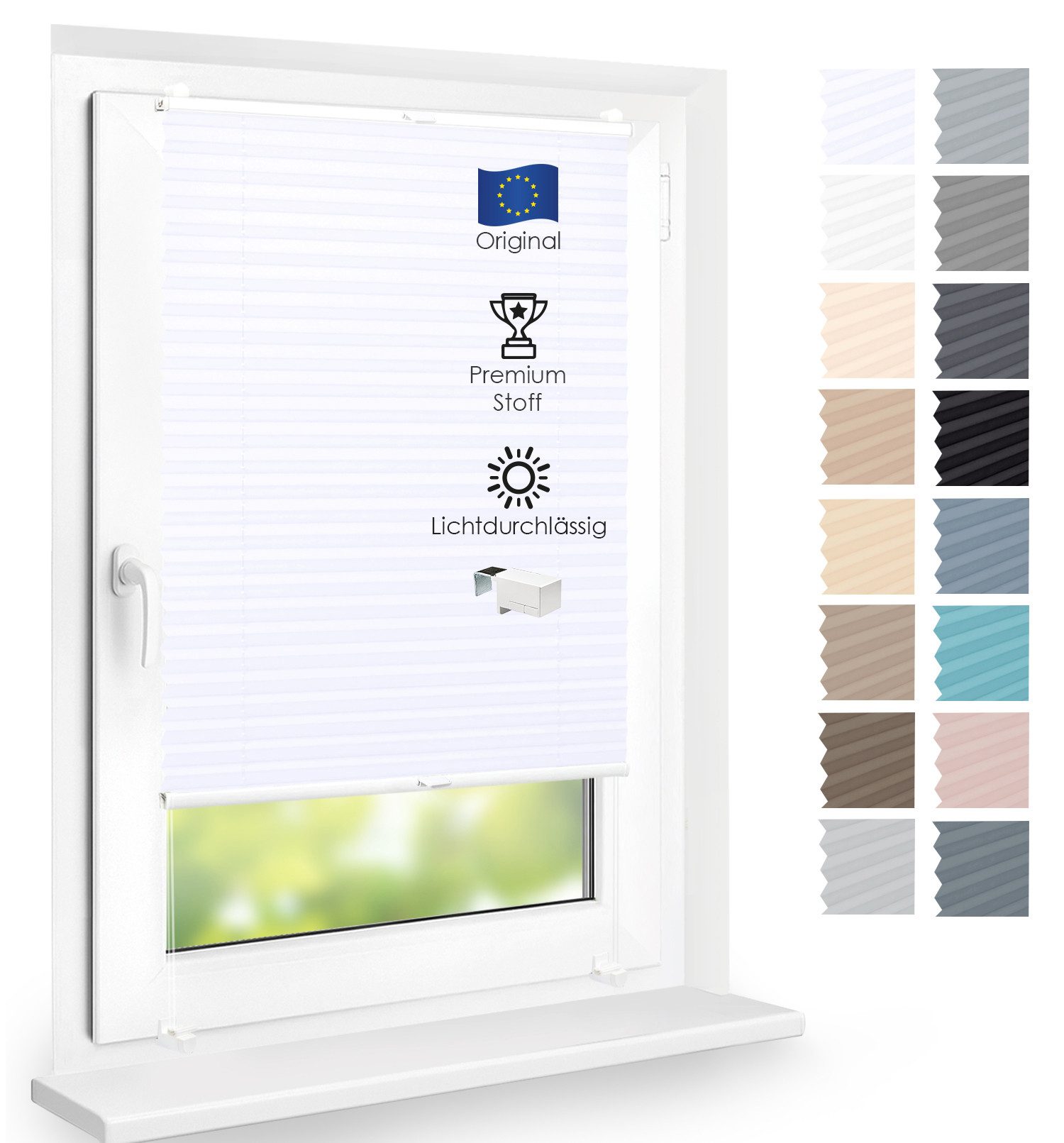 DomDeco Plissee Premium Plissee ohne Bohren, Sichtschutz, lichtdurchlässig, blickdicht, Klemmfix, Klemmfix, UV-beständig, modernes Design, stufenlos