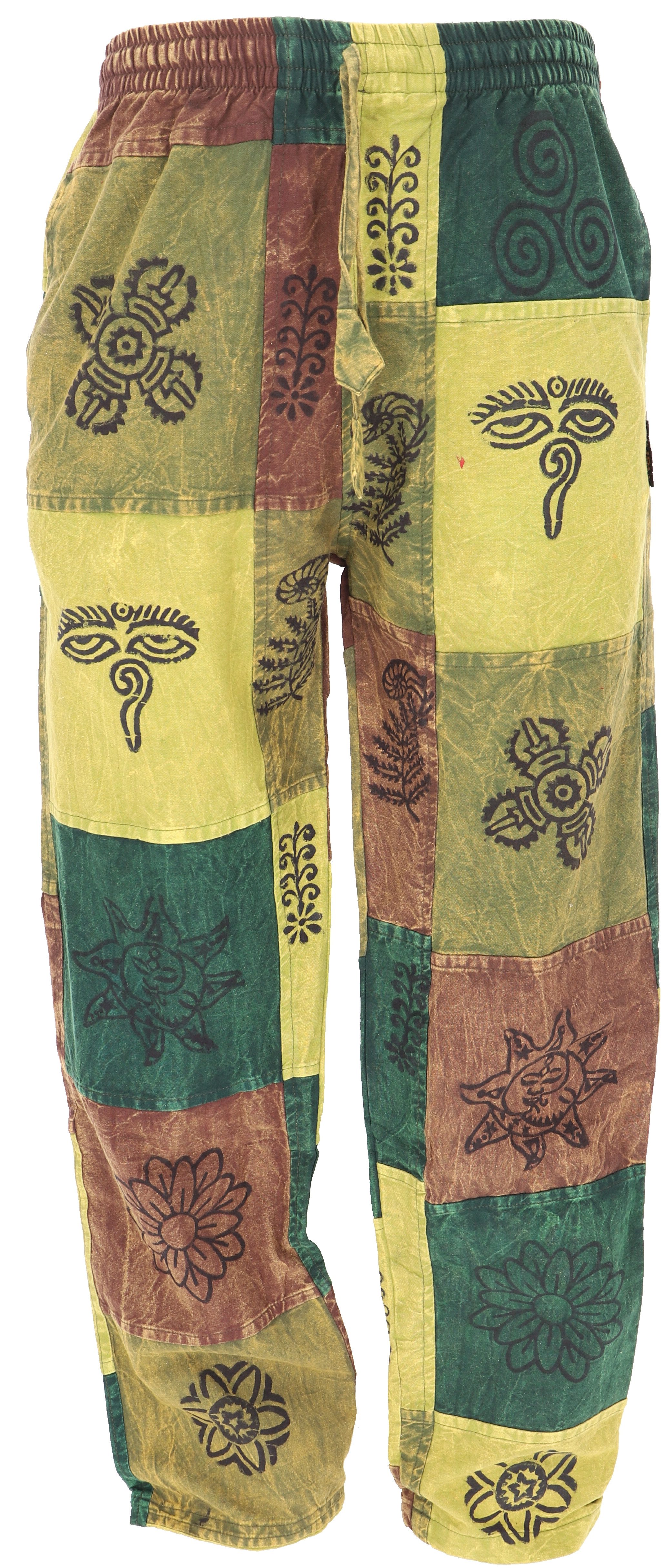 Guru-Shop Relaxhose Patchwork Stonewash Yogahose, Unisex Goa.. alternative Bekleidung, Ethno Style