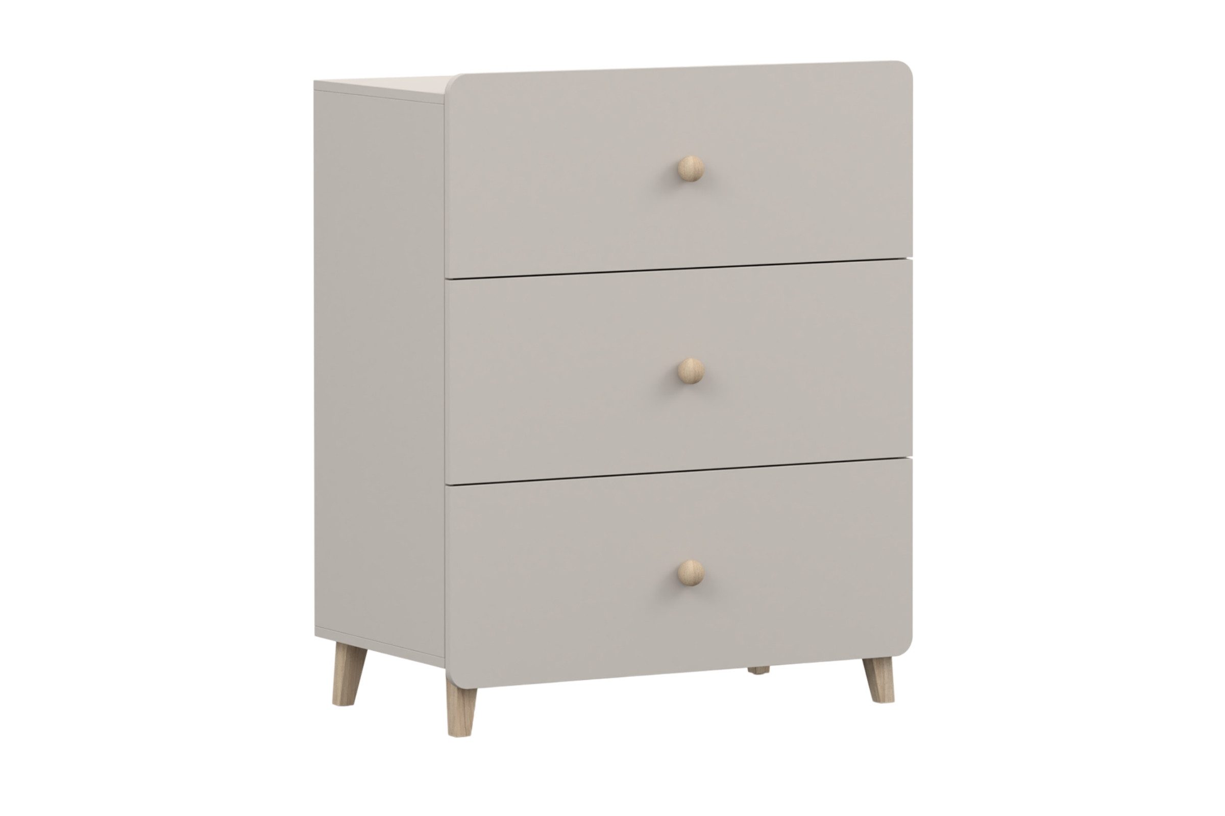 Deine Möbel 24 Kommode MARCO 04 80 cm kaschmir mit 3 Schubladen, Holzgriffe & Holzfüße (Set, 1 St., MARCO - Kollektion), Sideboard - ideal für Kinder- & Jugendzimmer, Flur, Schlafzimmer