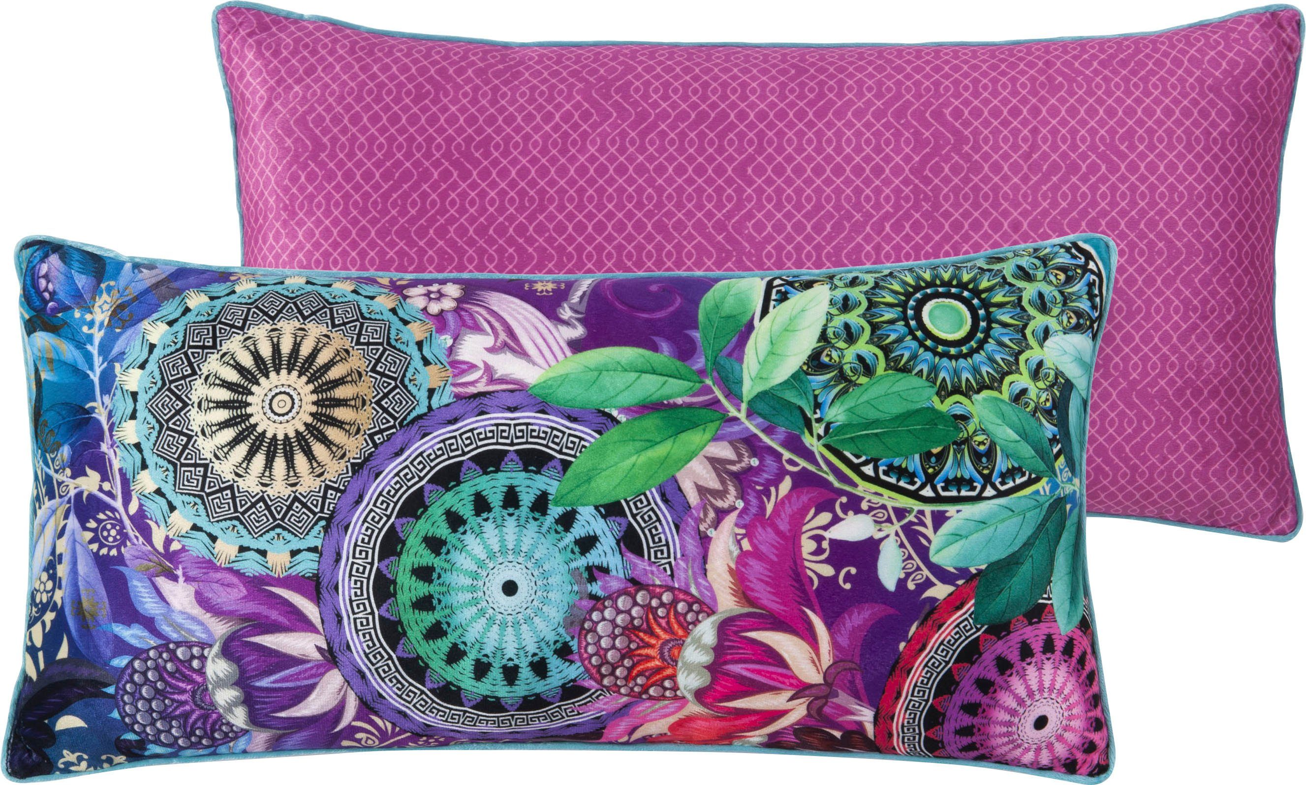 hip Dekokissen Axelle, Mit Füllung, 1 Stück, Biese, 30x60, Wendeoptik, Weich, Mandala, Lila