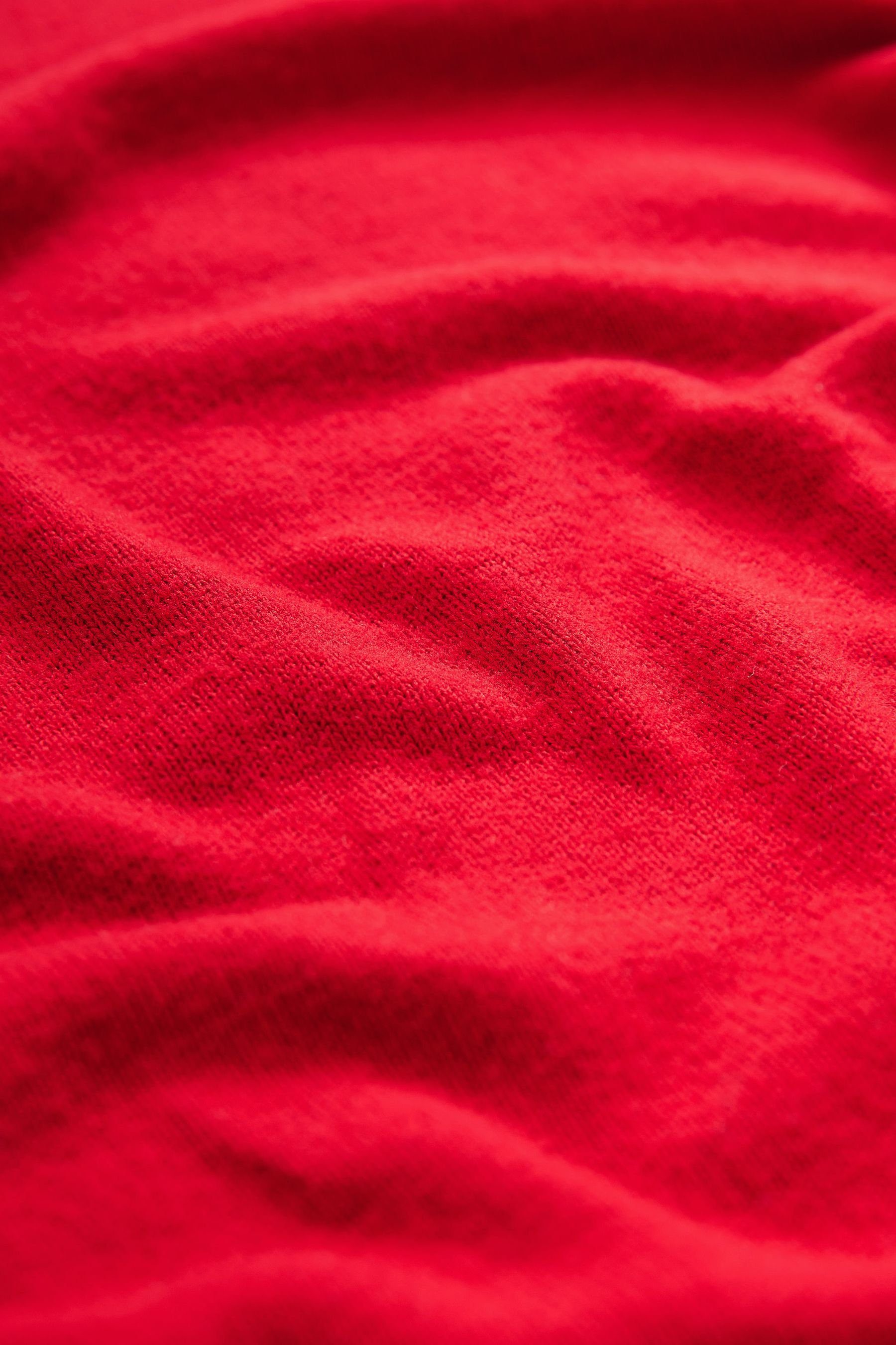 weicher Leichter Pullover und Next (1-tlg) mit Rundhalspullover Red Ärmeldetail
