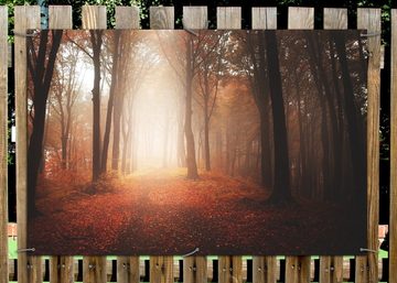 Wallario Sichtschutzzaunmatten Herbstwald - Weg zu einer Lichtung im Wald