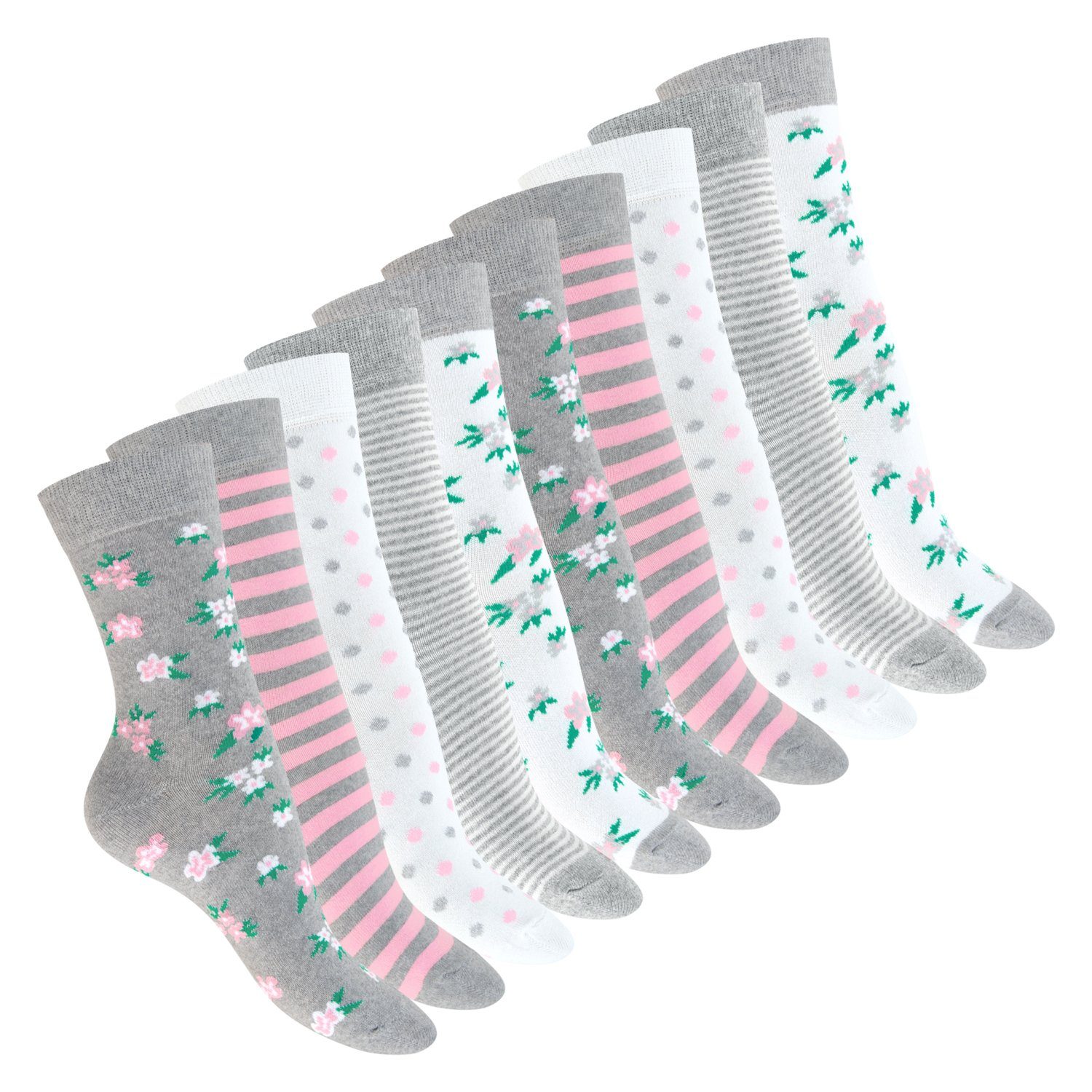 celodoro Basicsocken Süße Damen Eco Socken mit Motiv (10 Paar), regenerative Baumwolle Classic Mix