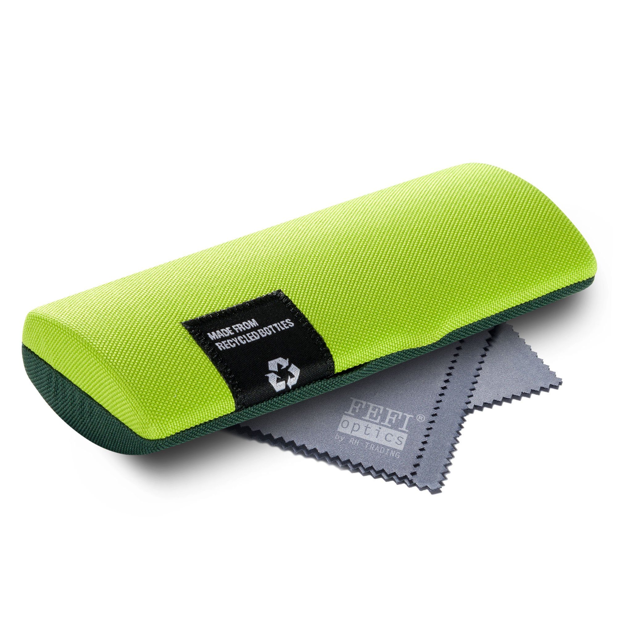 FEFI Brillenetui Hardcase zweifarbig mit Stoffbezug aus recycelten PET-Flaschen, Set aus 1 Etui + hochwertigem Mikrofasertuch