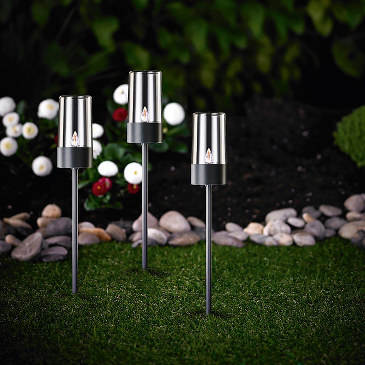 MeLiTec LED Solarleuchte Edelstahl Solarfackel, SO37-1, LED fest integriert günstig online kaufen