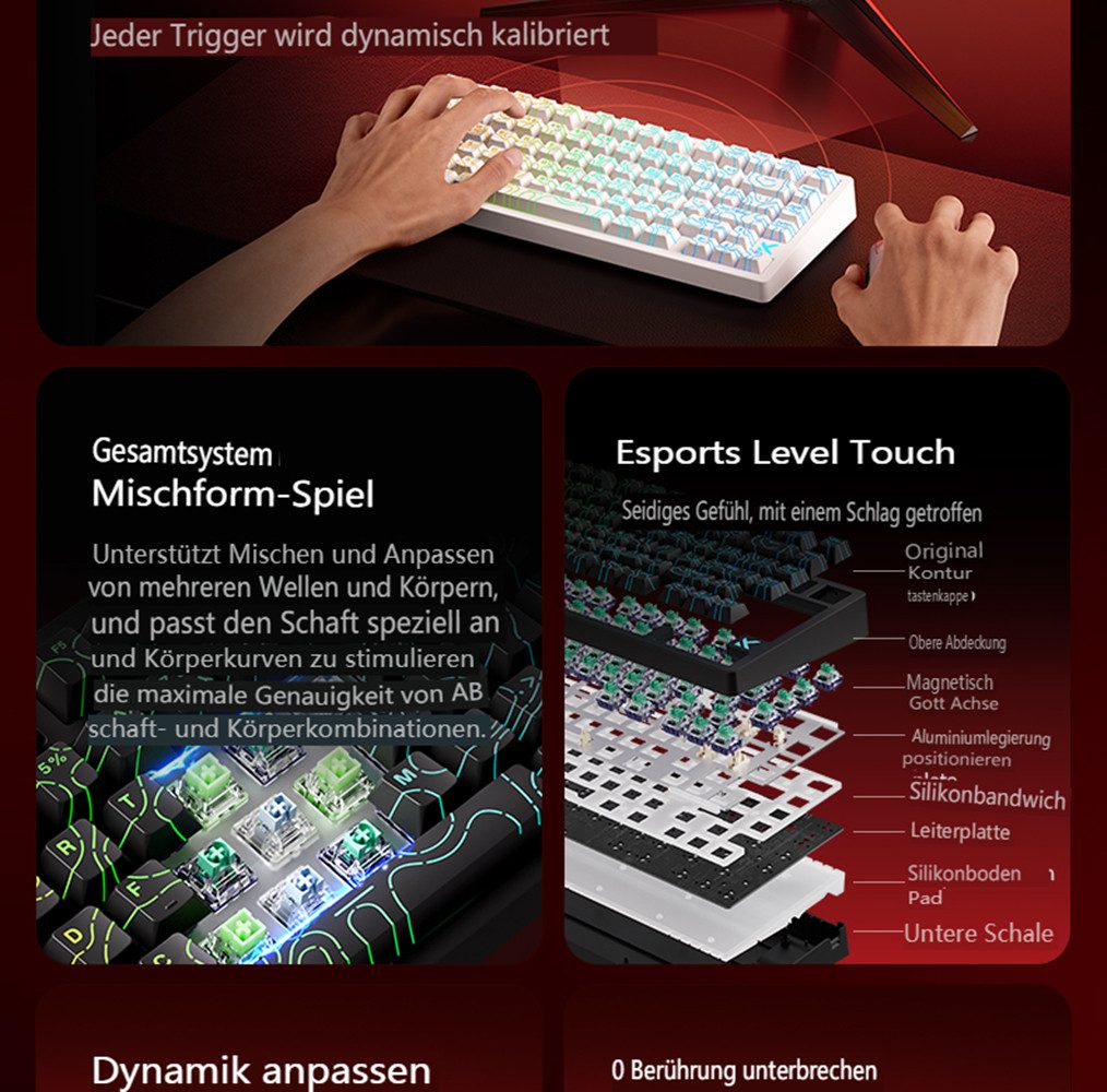 Insma Tastatur (75% 80 Tasten Gaming-Tastatur Mechanische Tastatur, RGB-Beleuchtung)