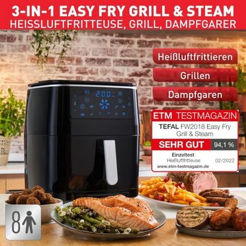 Tefal Heißluftfritteuse, 1700,00 W, 3-in-1 Air Fryer und Dampfgarer 7 automatische Programme 6,5 Liter