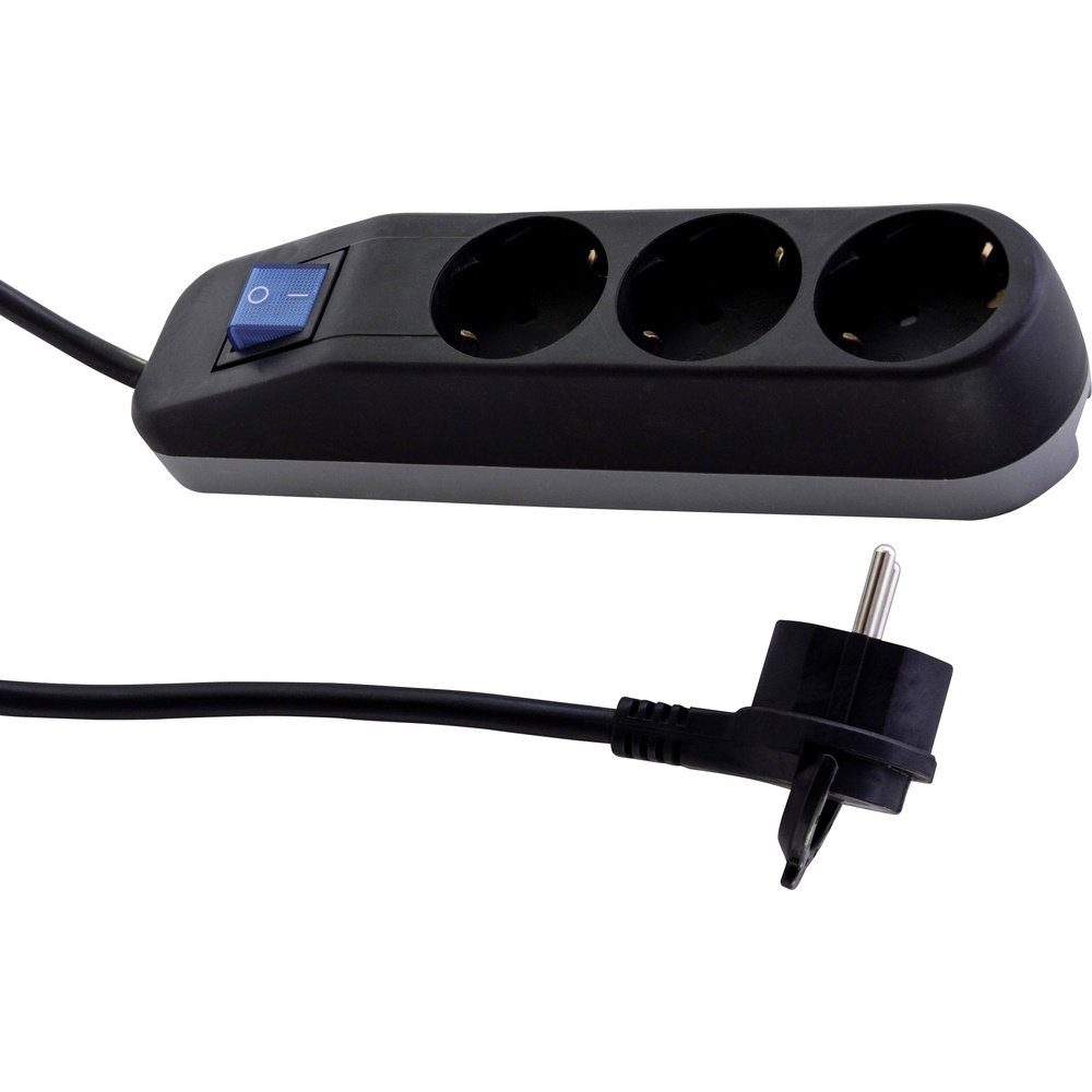 REV REV 0014340500 Steckdosenleiste mit Schalter 3fach Schwarz Schutzkonta Steckdosenleiste (Kabellänge 1.40 m)