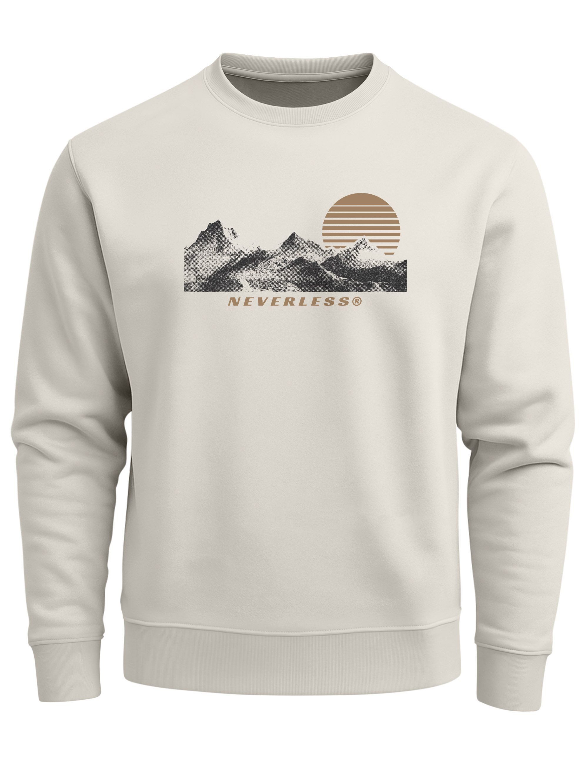 Sweatshirt Sweatshirt Herren Frontprint Bergmotiv Pullover mit Print Outdoor