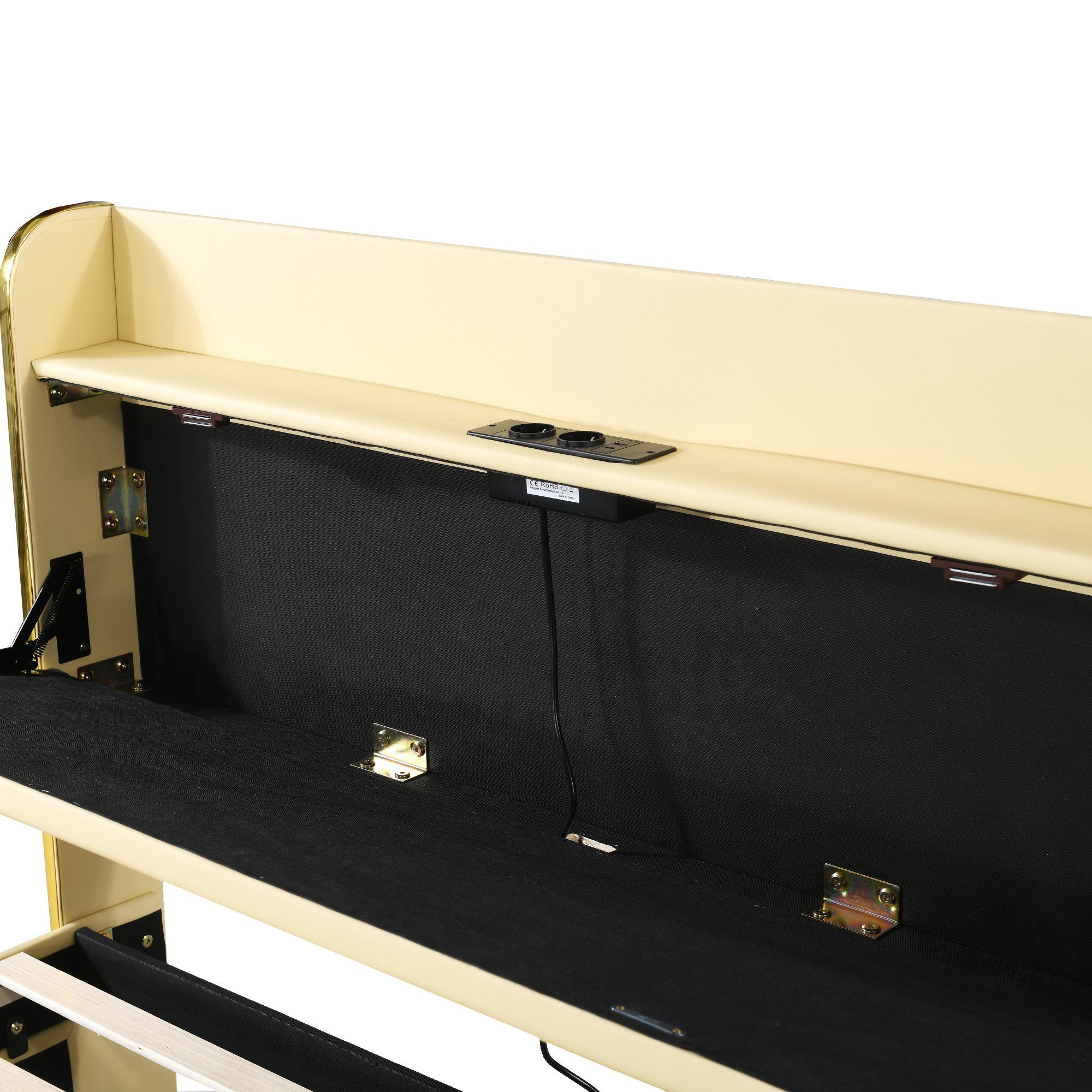 Polsterbett (Stauraumbett, Doppelbett), mit USB Typ C Ladefunktion und 4 Schubladen, Kunstleder, 140x200cm