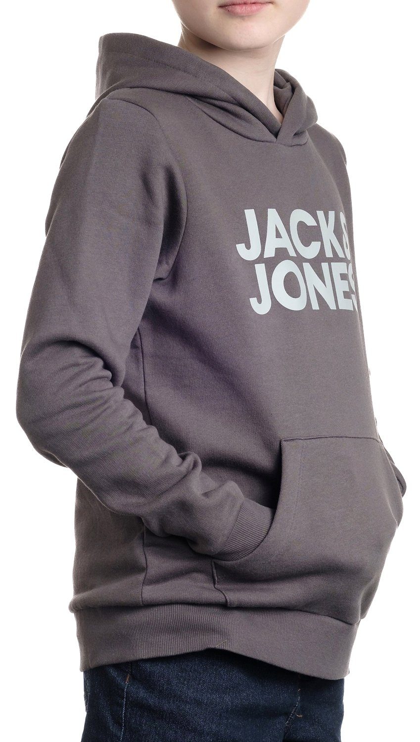 Kapuzenpullover Jones Asphalt-Grey & Unifarbe Junior Jack