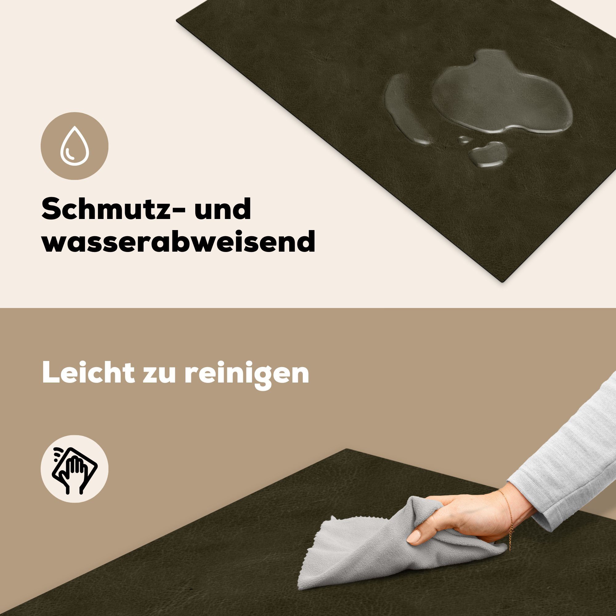 Arbeitsplatte - - (1 cm, Induktionsschutz Tierfell, Leder 83x51 tlg), Ceranfeldabdeckung, Grün Herdblende-/Abdeckplatte für Vinyl, - küche MuchoWow