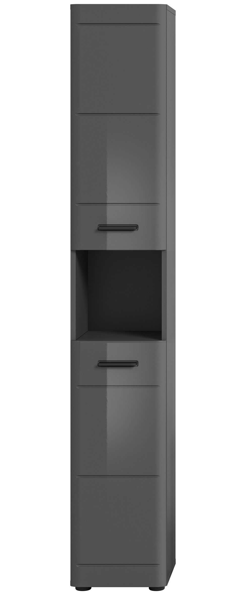 xonox.home Hochschrank in Grau Hochglanz - 30x180x30cm (BxHxT)