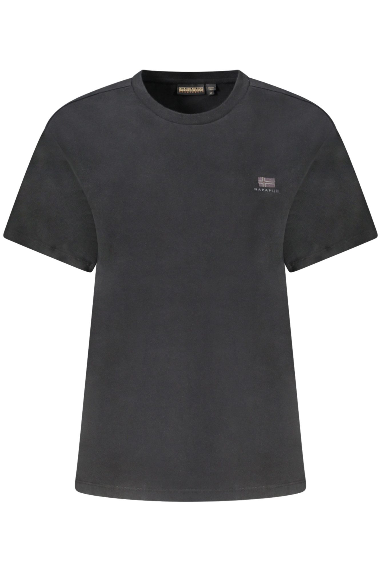 Napapijri T-Shirt Damen Schwarz Kurzarm T-Shirt mit Stickerei und