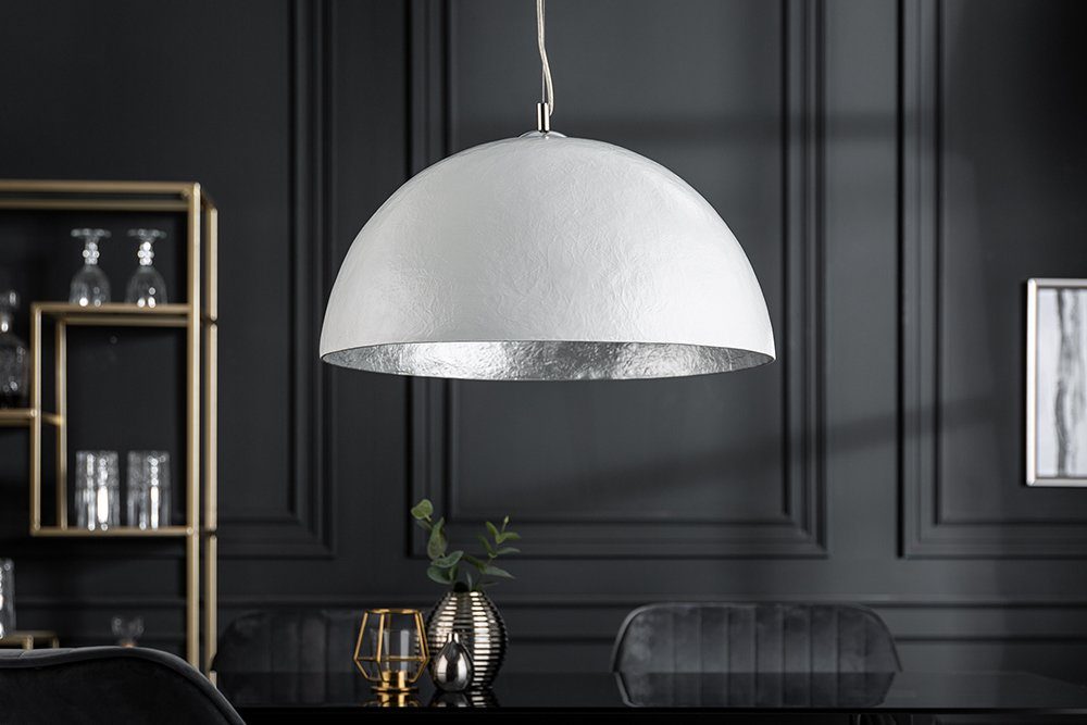 riess-ambiente Hängeleuchte GLOW Modern weiß ohne 50cm · / Esszimmer Leuchtmittel, Metall Design · · silber, Wohnzimmer