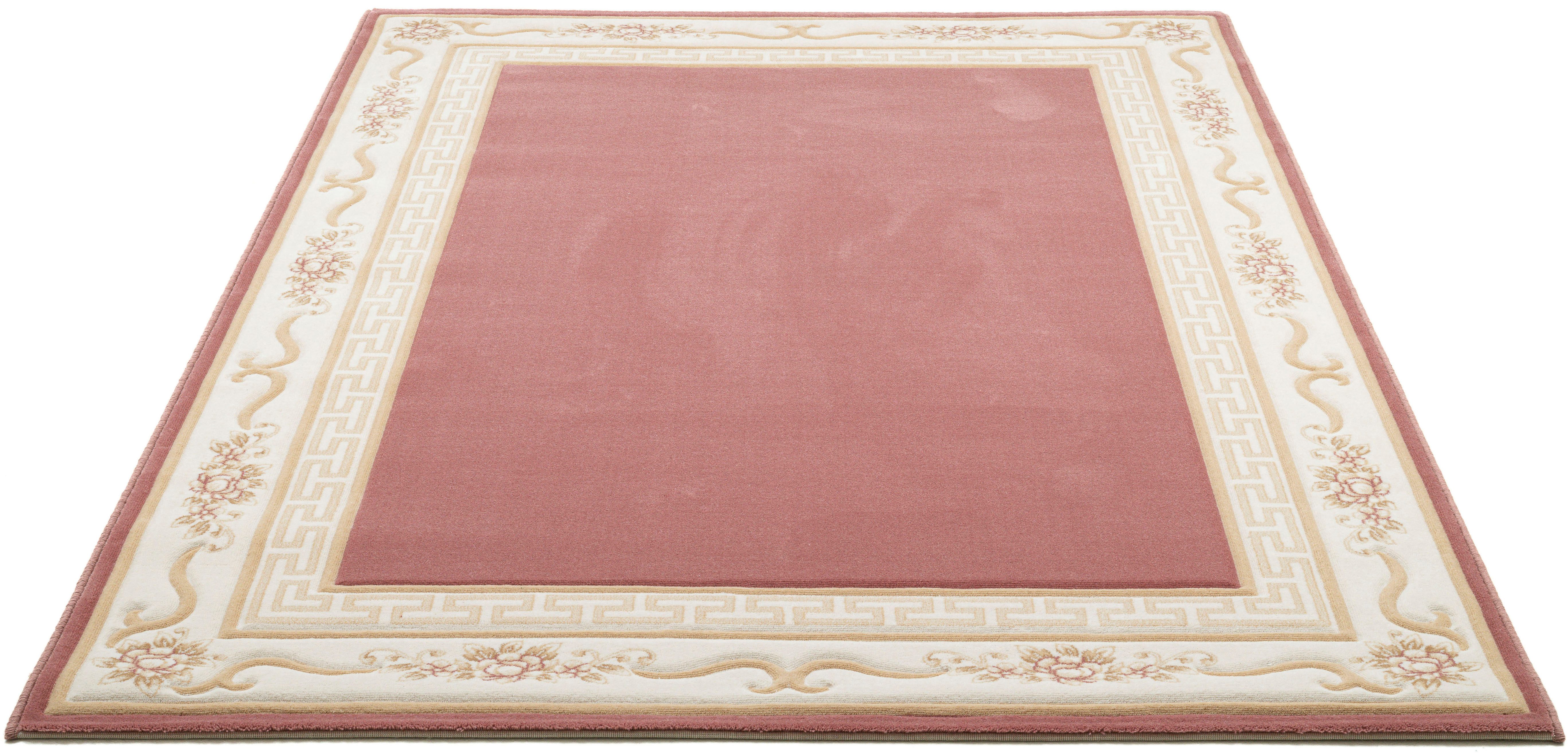 THEKO Wollteppich Pelinia 7745, rechteckig, Höhe: 12 mm, Kurzflor, Uni Farben, mit Bordüre, reine Wolle