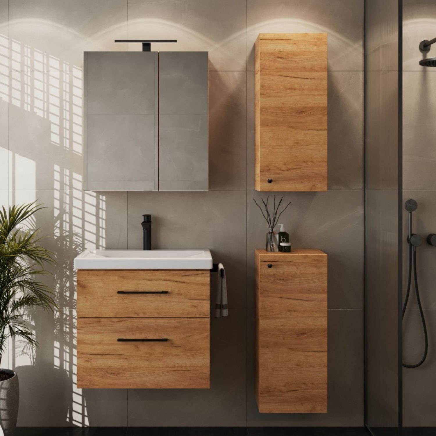 Planetmöbel Badmöbel-Set Badmöbel-Set mit Spiegelschrank 63cm und 2x Midisc günstig online kaufen