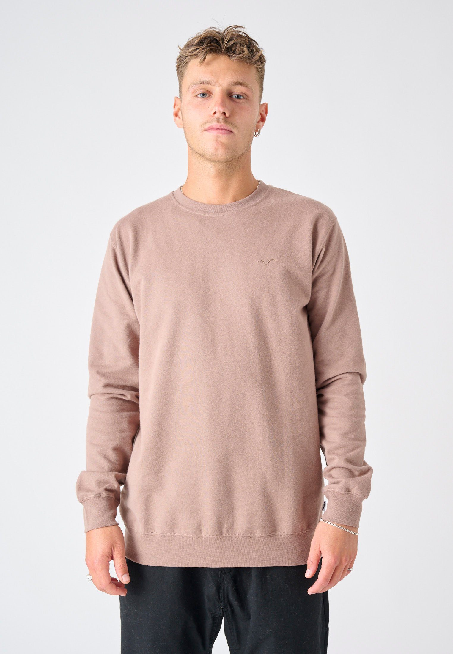 Cleptomanicx Sweatshirt Ligull mit kleiner Möwen-Stickerei günstig online kaufen