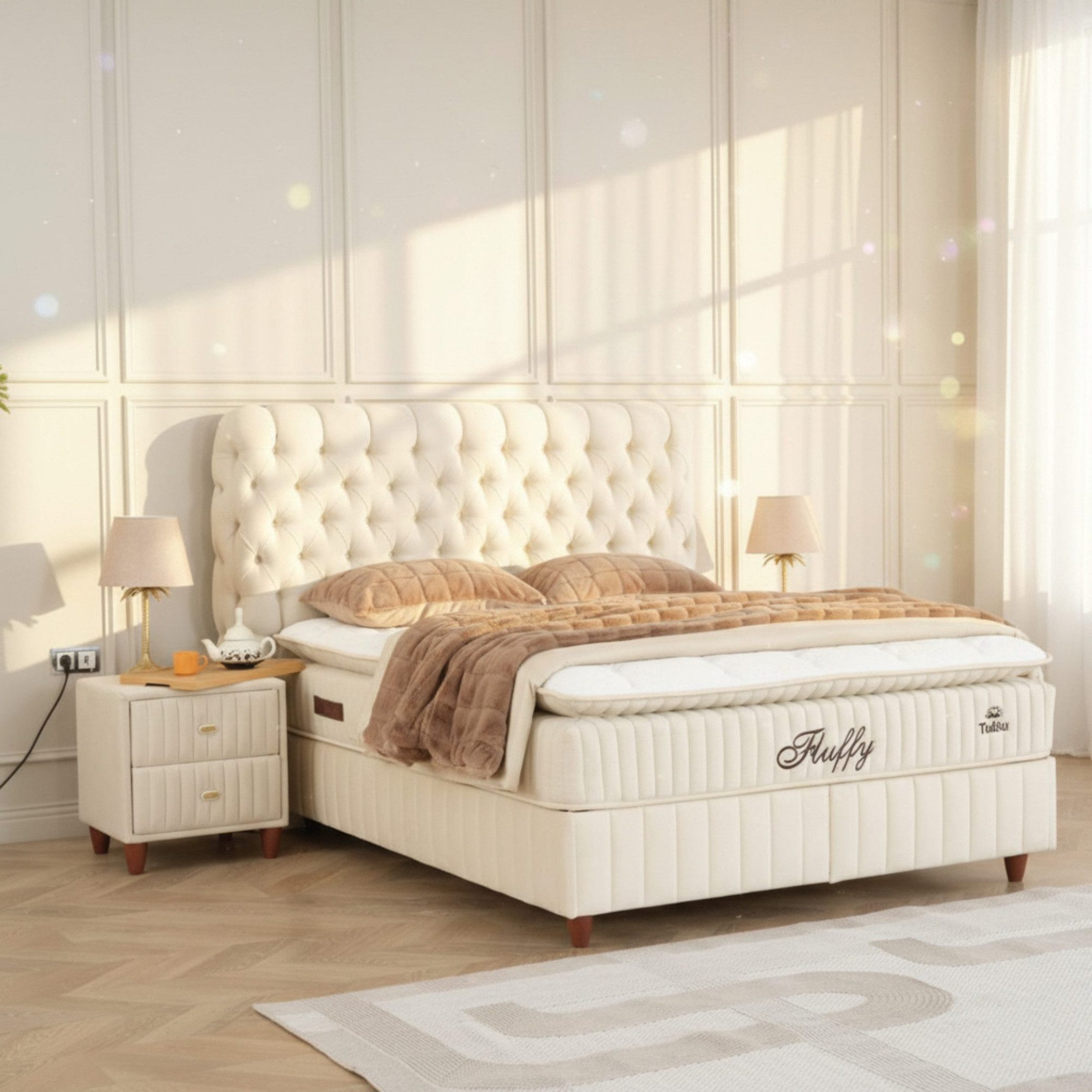 gowoll Boxspringbett bett 180 x 200 - 160 x 200 - Boxpringbett 140x200 Comfort, H3 Matratze (7 Zonen Allergenfrei & Atmungsaktiv, Orthopädische Matratze mit Topper, 1x Matratze, 2x Bettkasten, 1x Kopfteil), mit Komforteinstiegshöhe von 67cm
