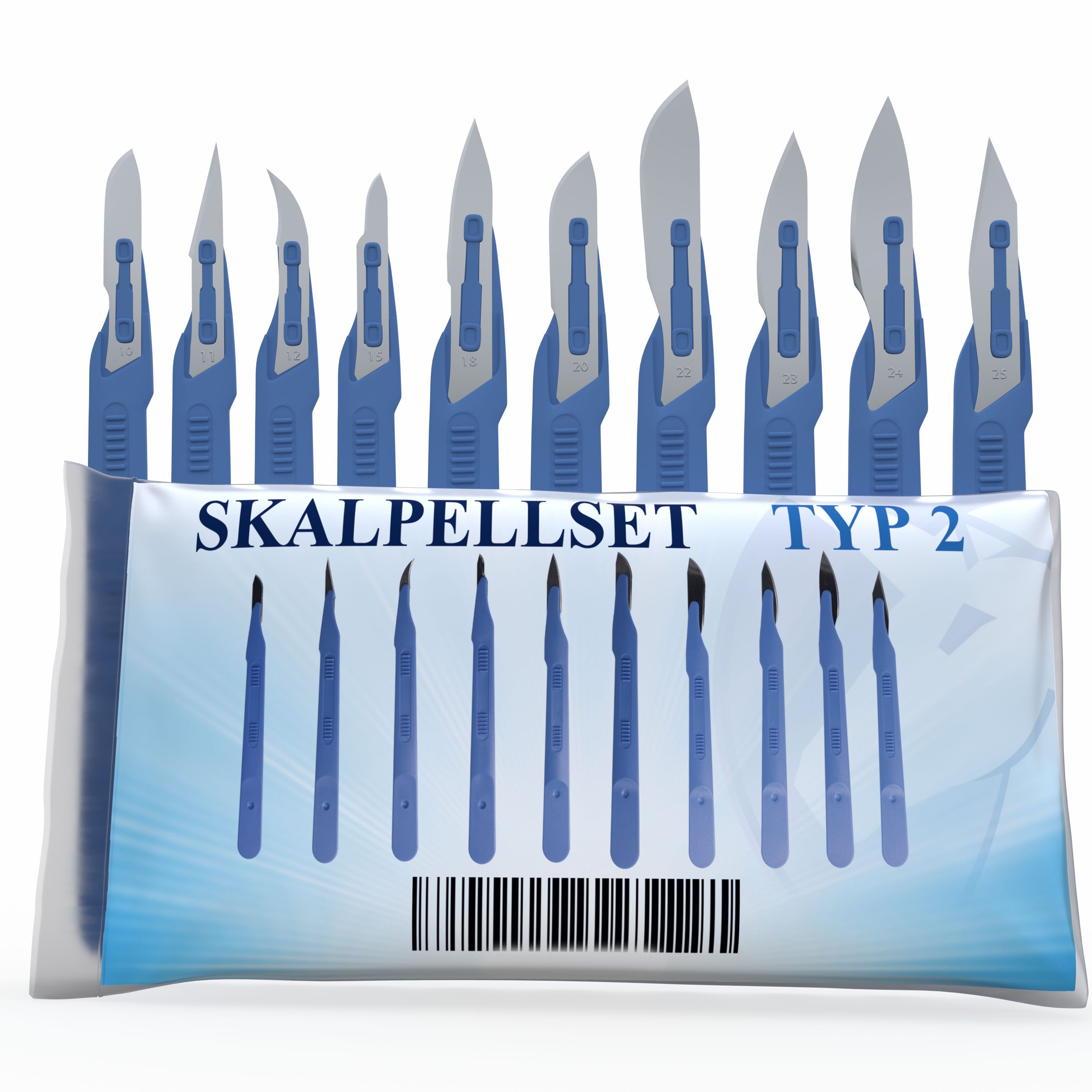 Horn Medical Ремесленный ножklinge Horn Medical Einweg-Skalpell-Set Typ II - 10 Skalpelle in 10 Größen (präzises Schneiden, 10-St., einzeln steril verpackt), für medizinischen Bedarf, DIY, Bastler, Modellbau etc.