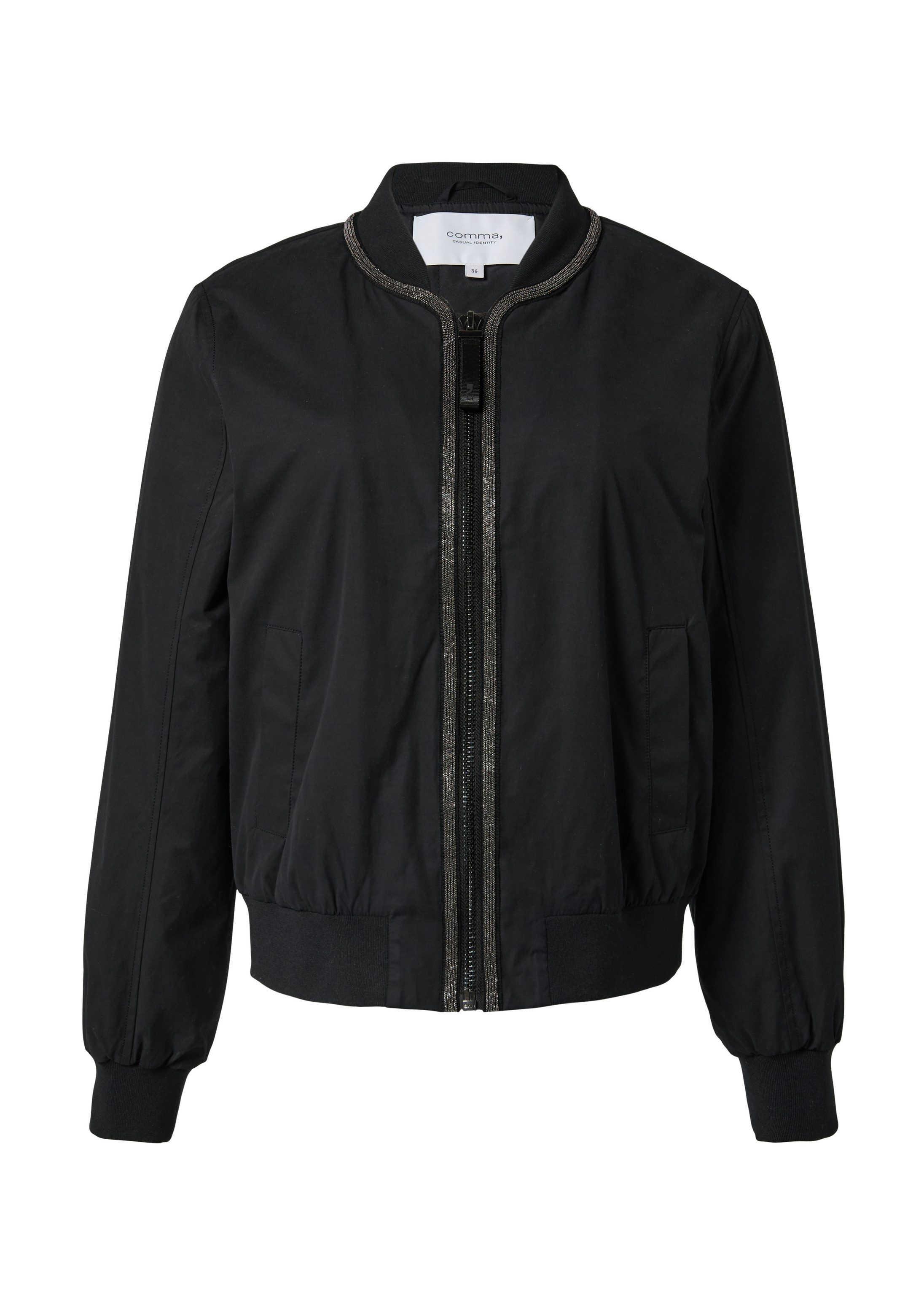 comma Funktionsjacke Indoor-Jacke Bomberjacke mit Schmuckdetails und seitlichen Eingrifftaschen