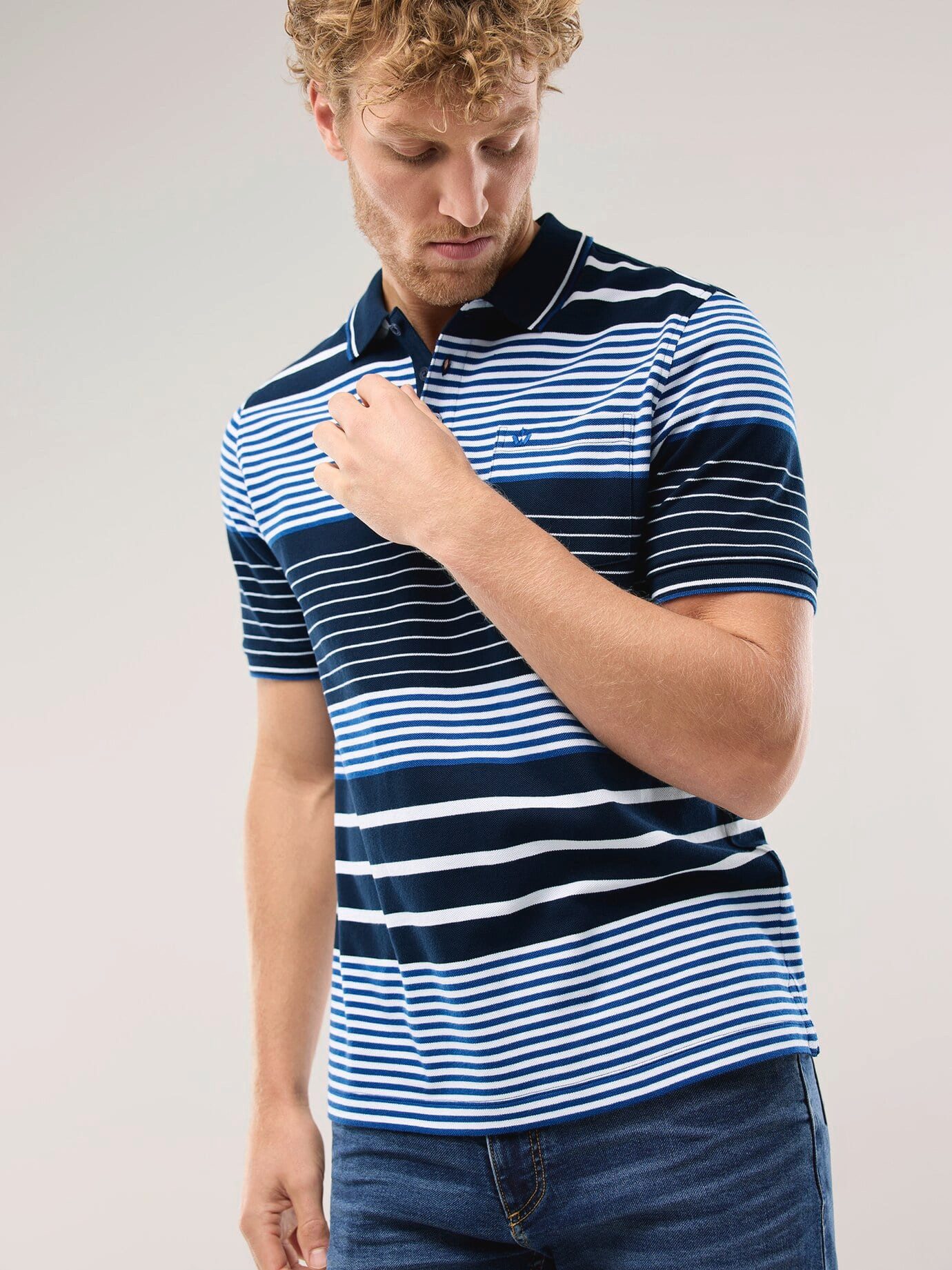 Walbusch Poloshirt Herren Pique-Polo Hitzefrei Kurzarm luftiger Piqué Baumwoll-Polo, 3-Knopf, Brusttasche, pflegeleicht