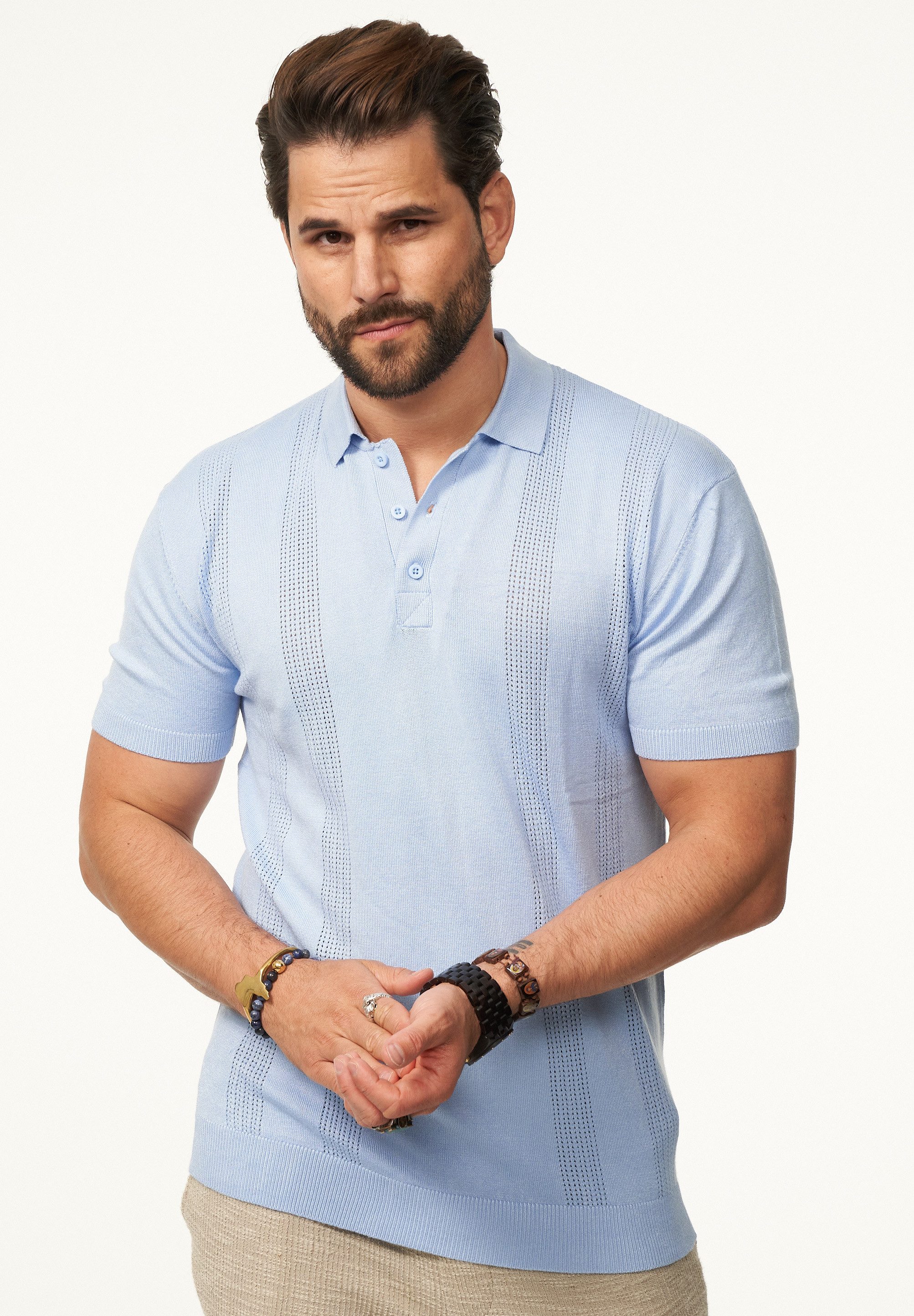 SOULSTAR Poloshirt mit Knopfleiste Herren Kurzarm Strick Polo-Hemd T-Shirt günstig online kaufen