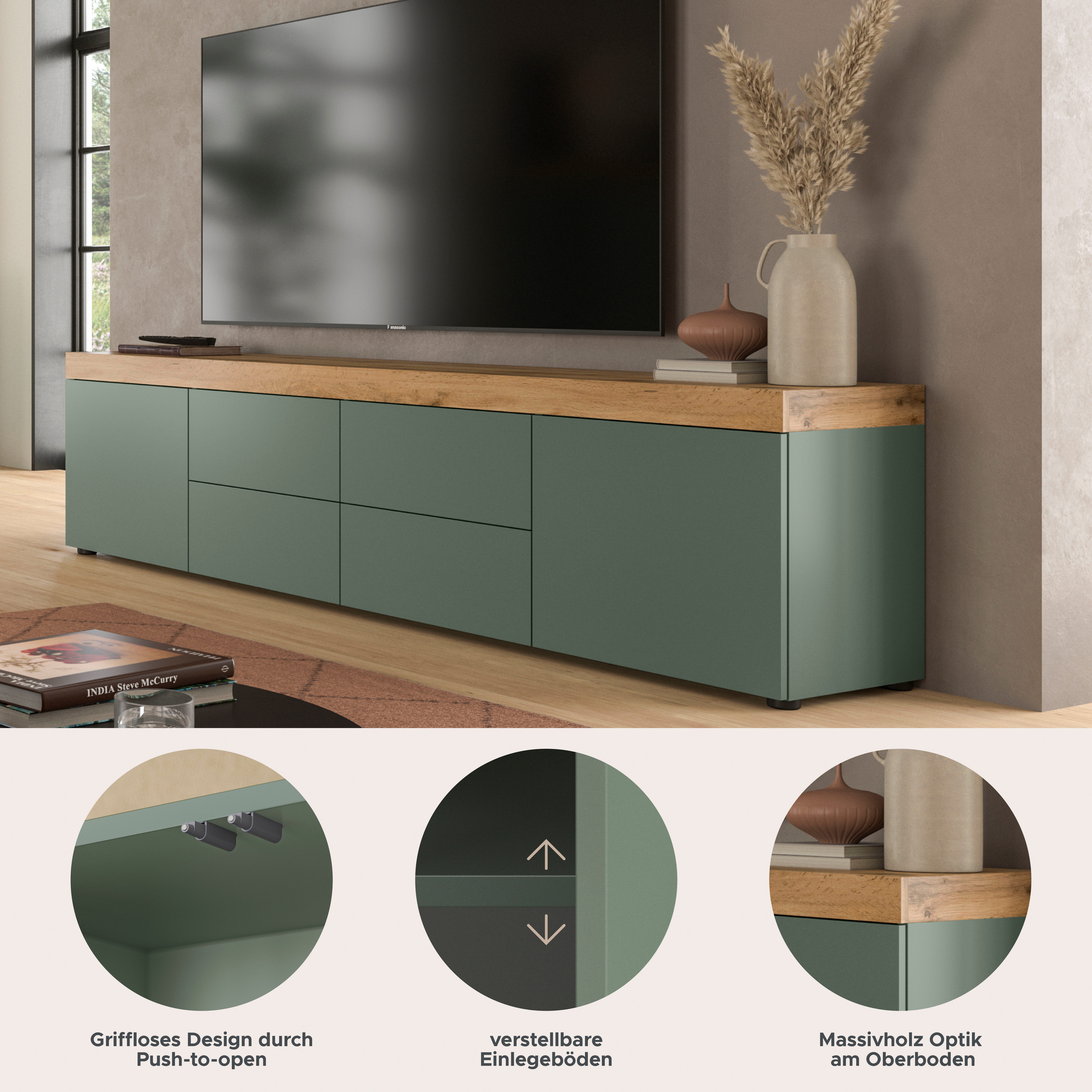 OTTO home Lowboard MAMBO (1 St., 2 farbige Ausführung, in verschiedenen Farben erhältlich), Lowboard, TV Unterschrank, Tv-Schrank, Wohnzimmer