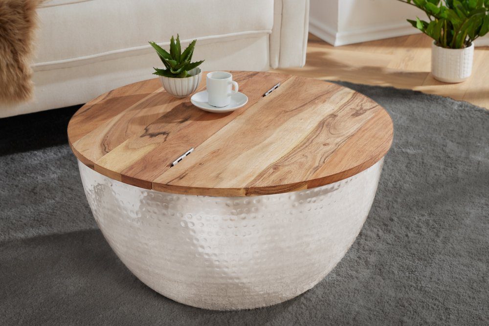 riess-ambiente Couchtisch ORIENT STORAGE Ø60cm natur / silber (Einzelartike günstig online kaufen