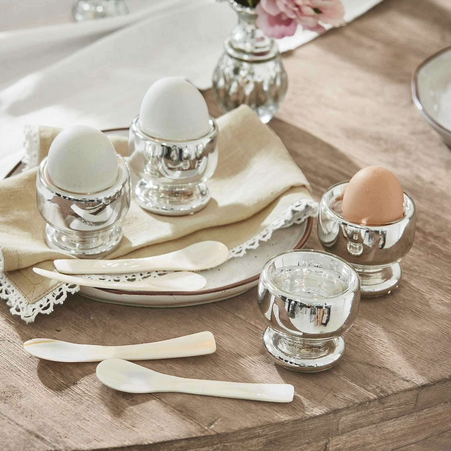 Mirabeau Geschirr-Set Eierbecher 4er Set Lilligret silber, Glas