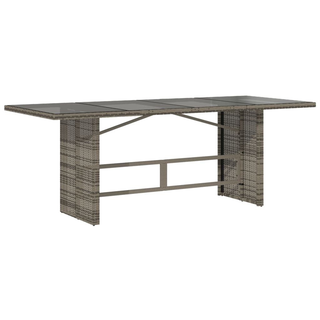 vidaXL Gartentisch NA Gartentisch mit Glasplatte Grau 190x80x74 cm Polyrattan