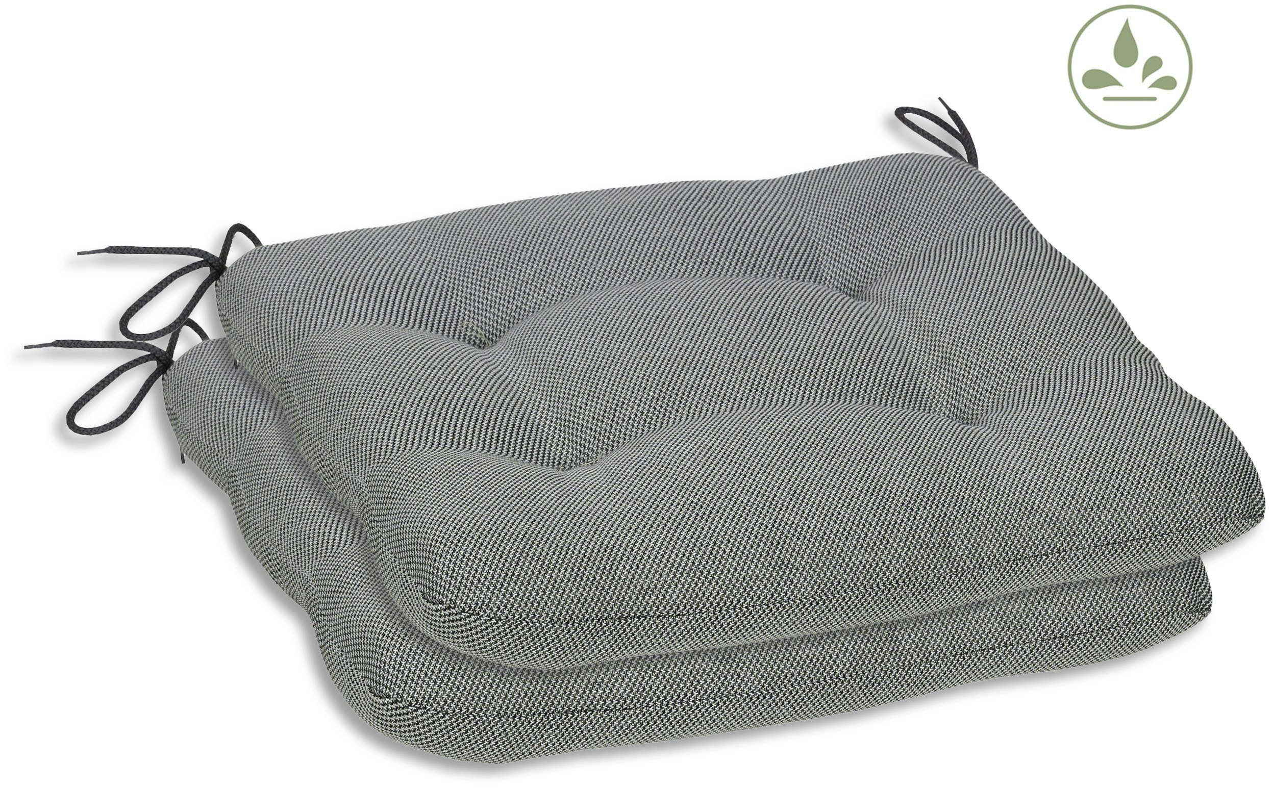 GO-DE Sitzkissen Carina, 2er Set, 38x38x5 cm, wasserabweisend