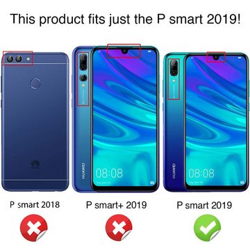 Nalia Smartphone-Hülle Huawei P Smart (2019), Carbon Look Silikon Hülle / Matt Schwarz / Rutschfest / Karbon Optik
