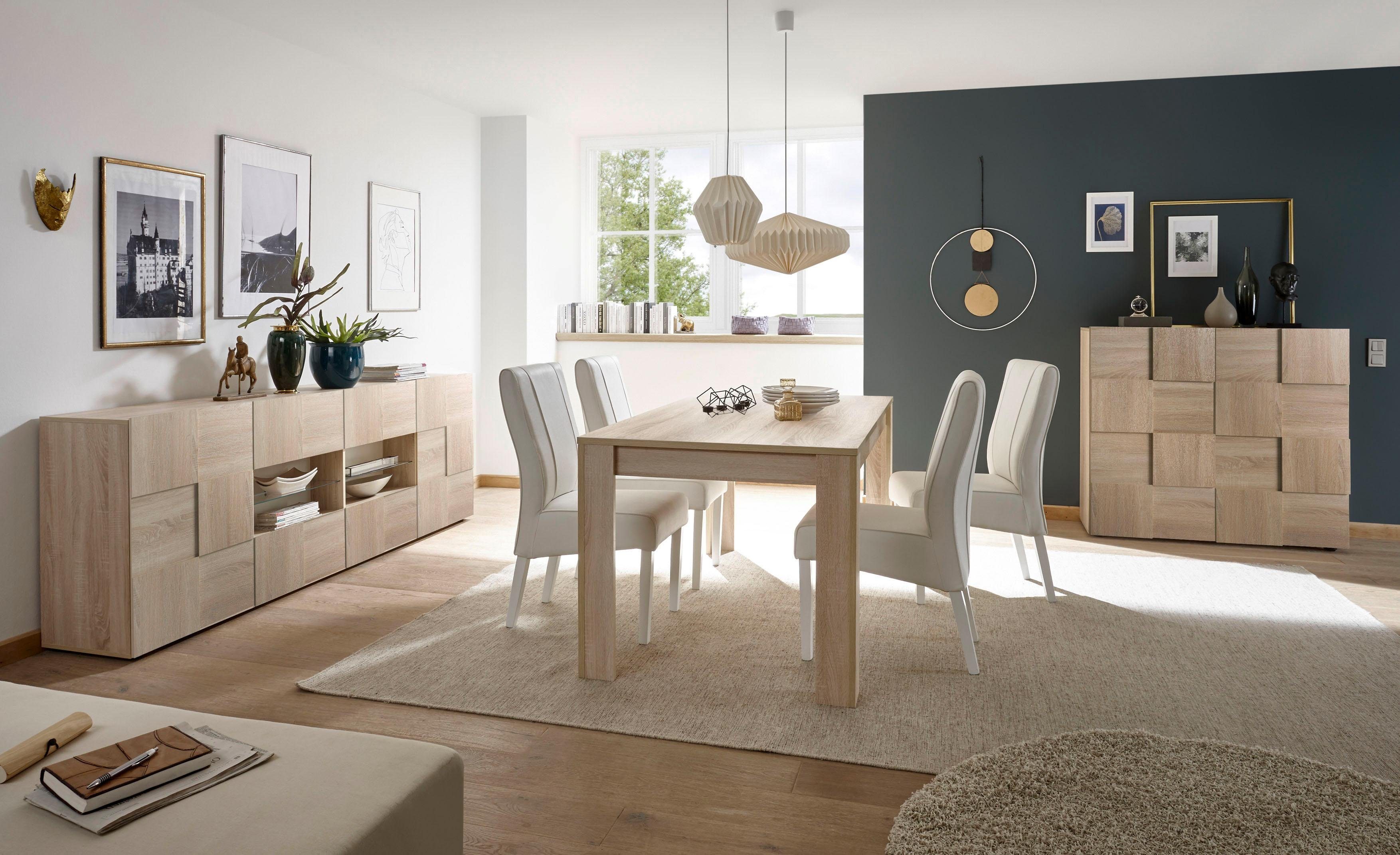 Home affaire Sideboard Dama Breite 241, Kommode 2 Türen u. 4 Schubkästen, Anrichte, Front in 3D-Optik, viel Stauraum, verschiedene Farben