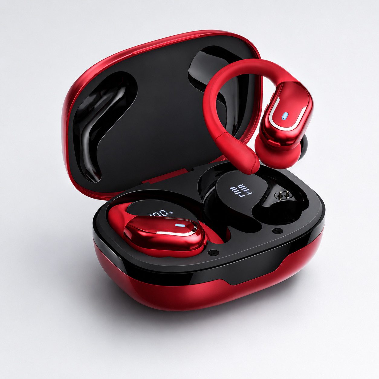 poweradd pro Ohrbügel-Design Bluetooth Sportkopfhörer mit ANC,Kabellose In-Ear-Kopfhörer (75h Akku, IPX7 wasserdicht, Tastenbedienung mit Fehlbedienungsschutz)