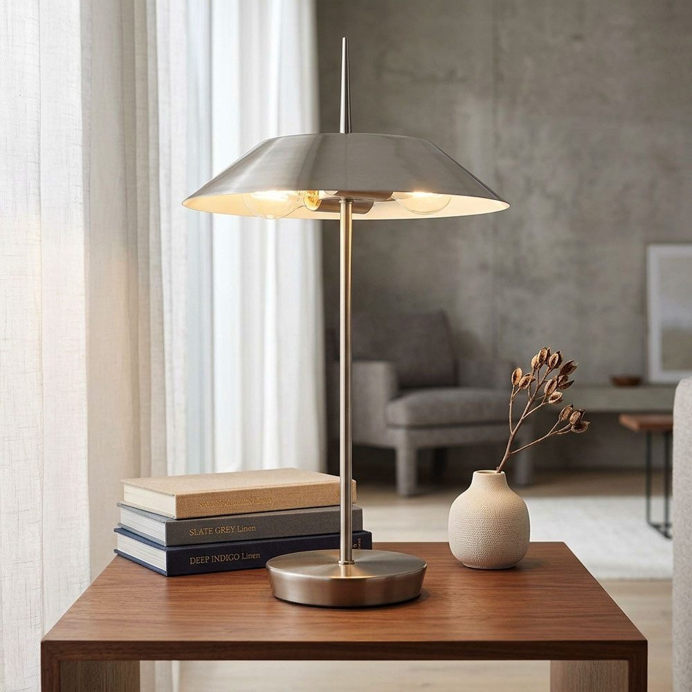 GLOBO LIGHTING LED Tischleuchte, Leuchtmittel inklusive, Warmweiß, Tischlampe Nachttischleuchte Schreibtischlampe nickel matt LED H 52 cm