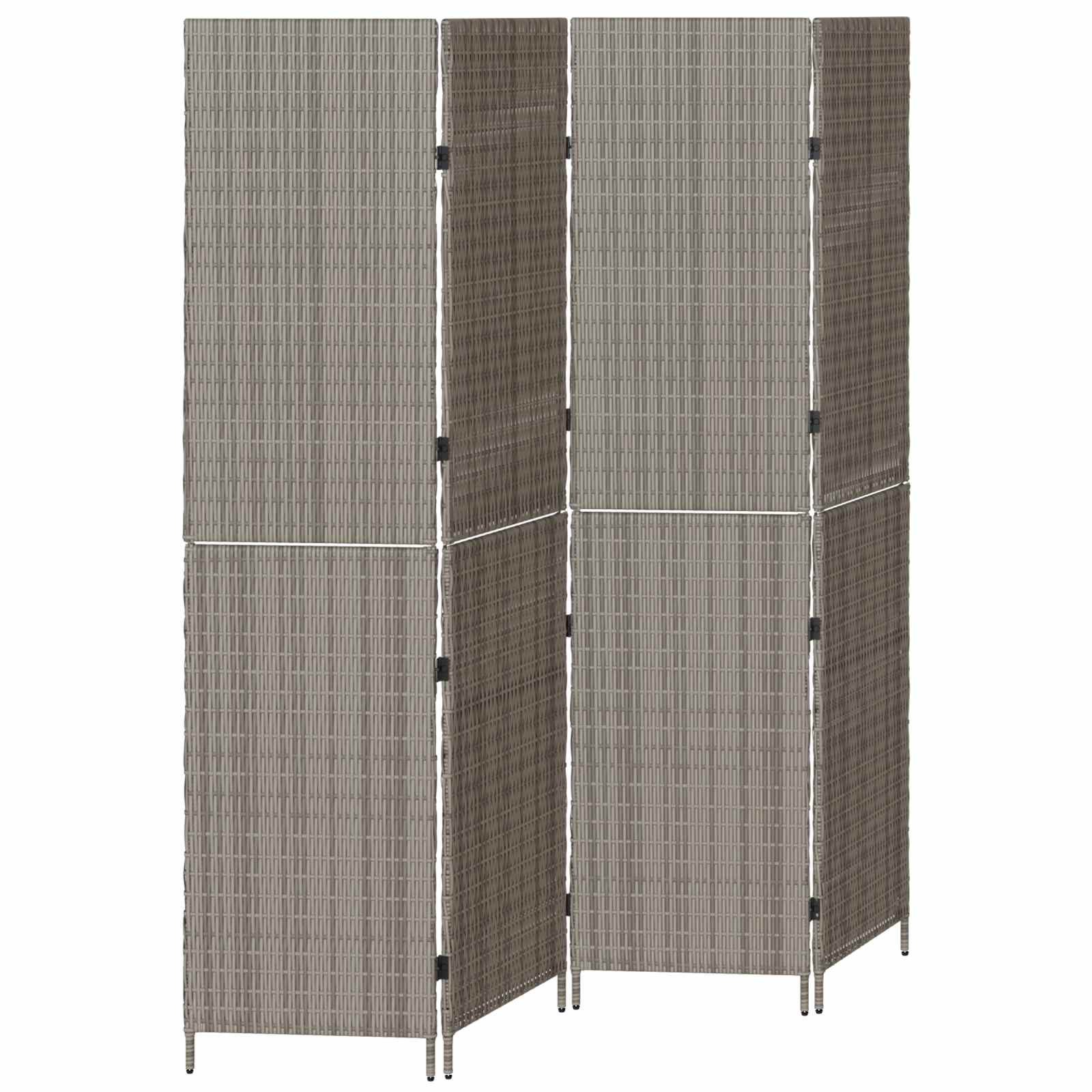 vidaXL Raumteiler Raumteiler Grau 195 x 180 cm Poly-Rattan, 1-tlg.