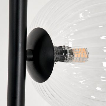 hofstein Stehlampe Stehlampe aus Metall/Riffelglas in Schwarz/Klar, ohne Leuchtmittel, Leuchte mit Glasschirmen (15cm), Fußschalter, 3xG9, ohne Leuchtmittel