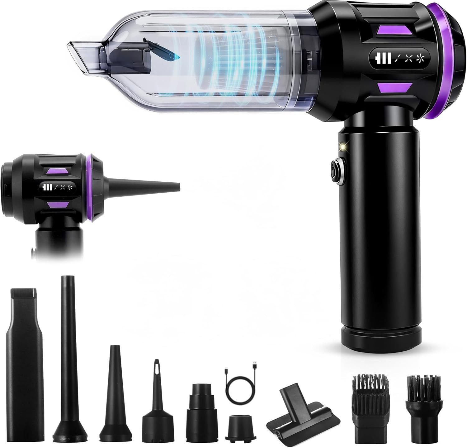 Nettlife Akku-Handstaubsauger kabellos Mini 25000Pa starker Akku bürstenloser Motor 4-in-1, 3 Stufen Tragbarer Staubsauger für PKW Wohnmobil Camping Treppen Sofa