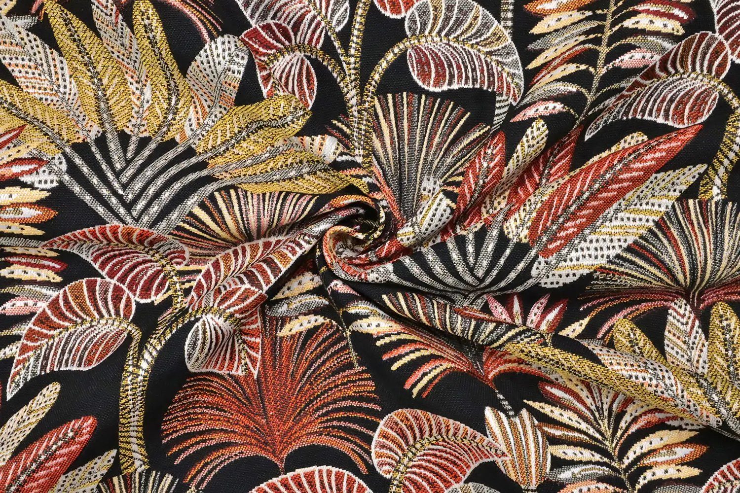 Stofferia Stoff Dekostoff Jacquard Mayorque Schwarz, Meterware – Bild 2 von 5