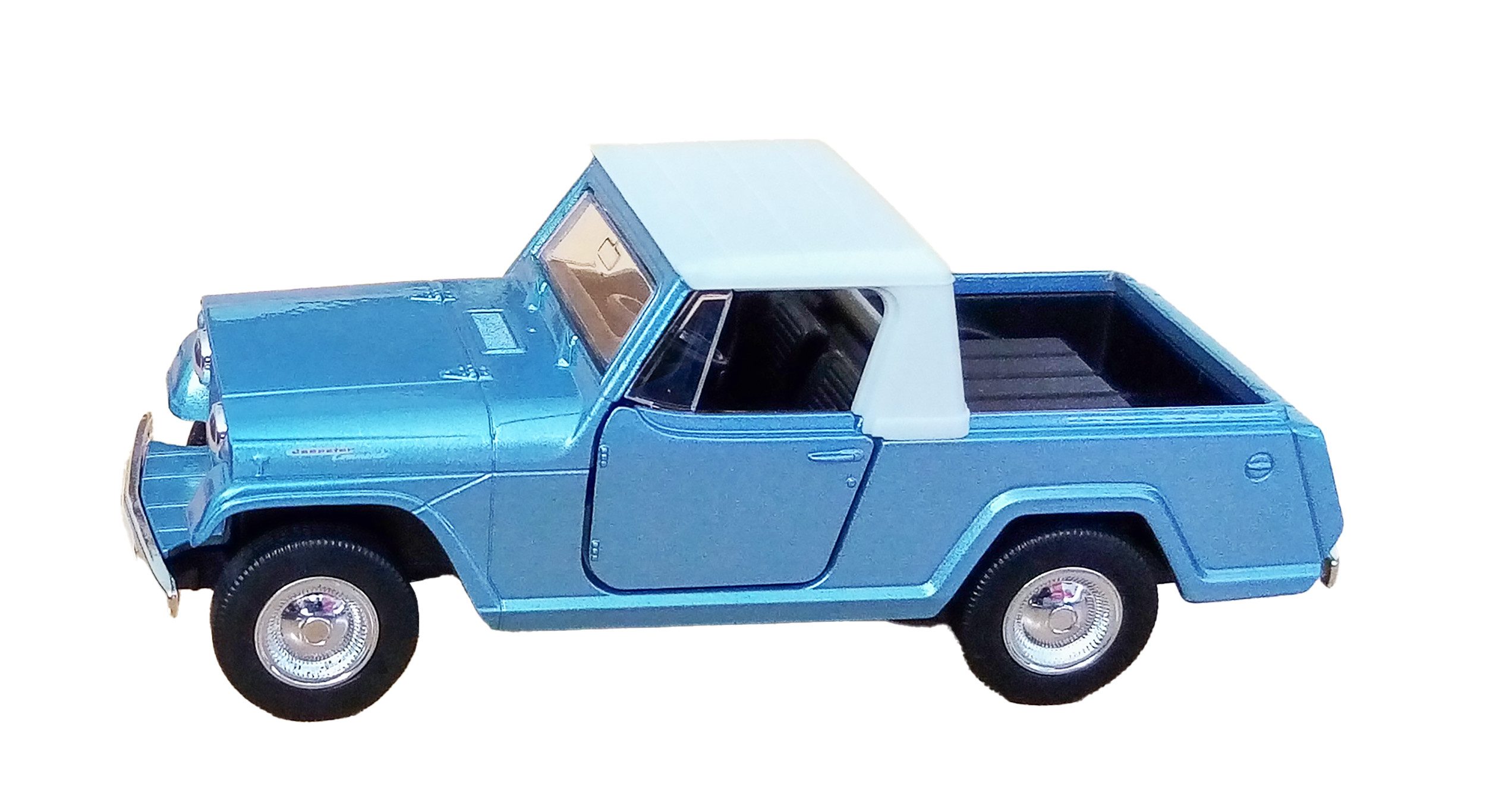 Welly Modellauto Jeep Jeepster Commando 1967 Modellauto Metall 50 (Hellblau-Metallic), mit Rückzug Modell Auto Spielzeugauto Spielzeug Kinder Geschenk