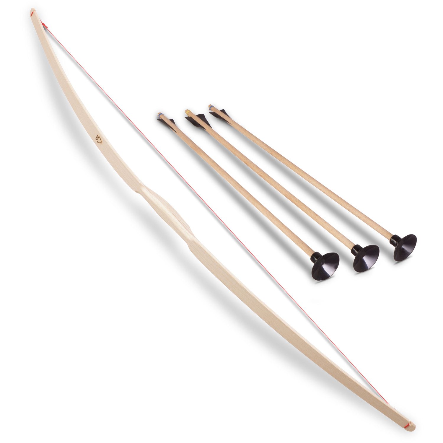 BestSaller Kinderbogenset Sportbogen 90cm, Holz Esche (4-tlg), inkl. 3 Holz Pfeile 40cm
