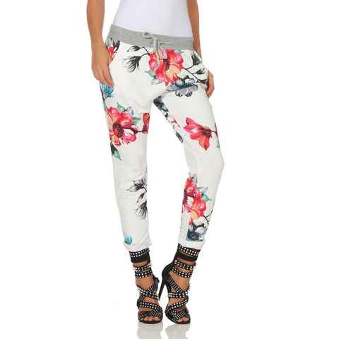 Mississhop Chinohose Damen Hose Blumen Jogginghose Baumwolle gemustert M. 287