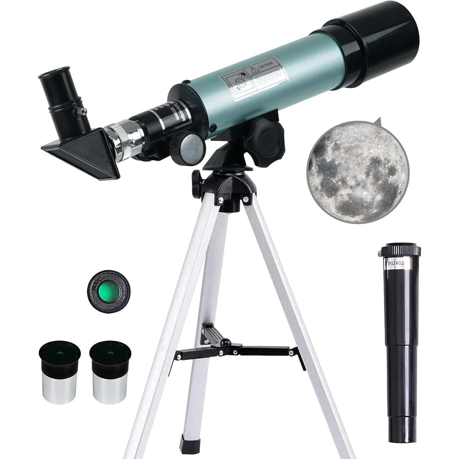 LuxusKollektion Linsenteleskop Kinder Teleskop 360/50mm Astronomisches Refraktor Fernrohr, Geschenke
