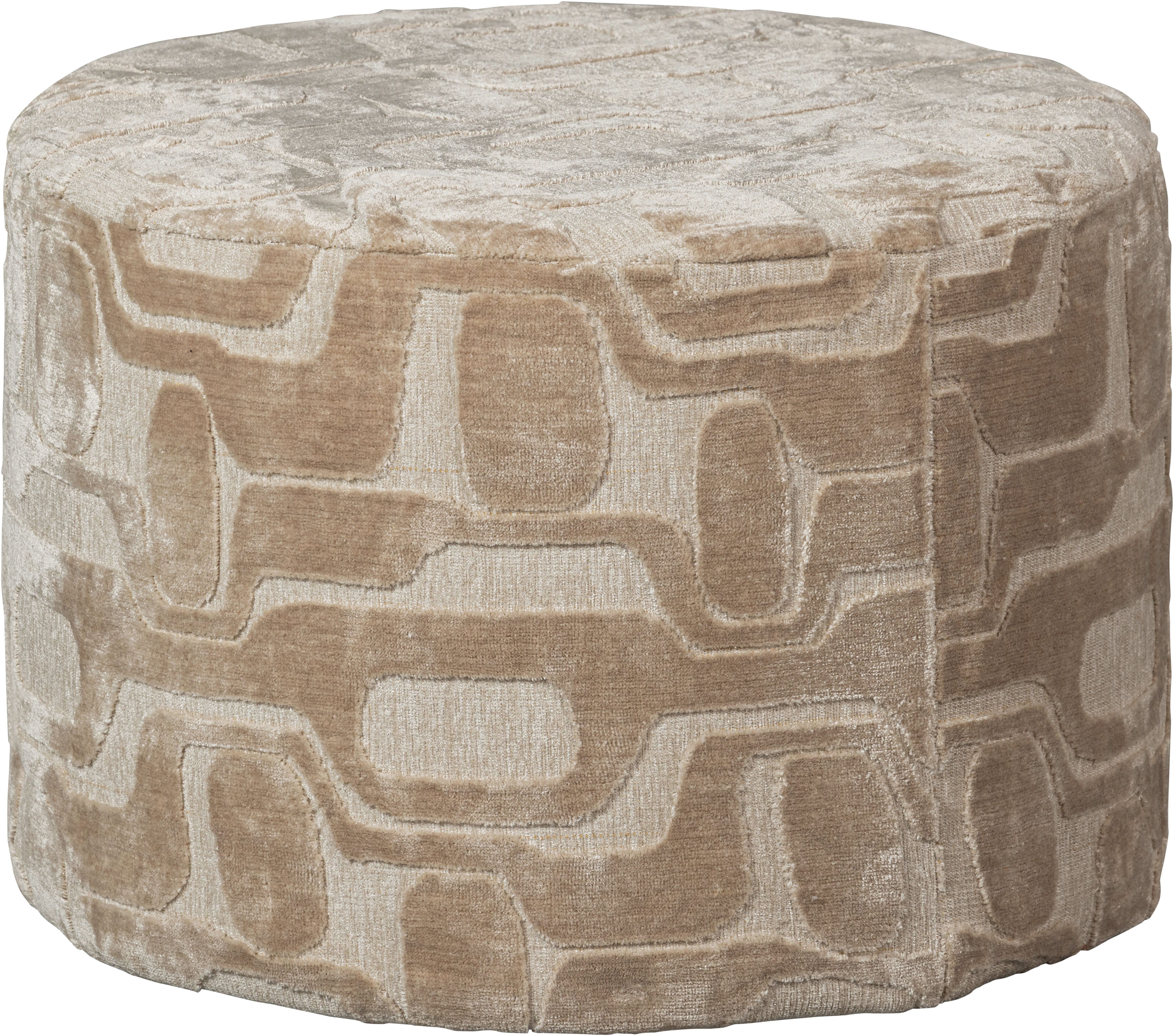 WOOOD Hocker Aztec mit Abstract Bezug und rundem Design, Ø 60 x H 43 cm, Grafisches Azteken-Muster, Pfleiglicht, montiert geliefert