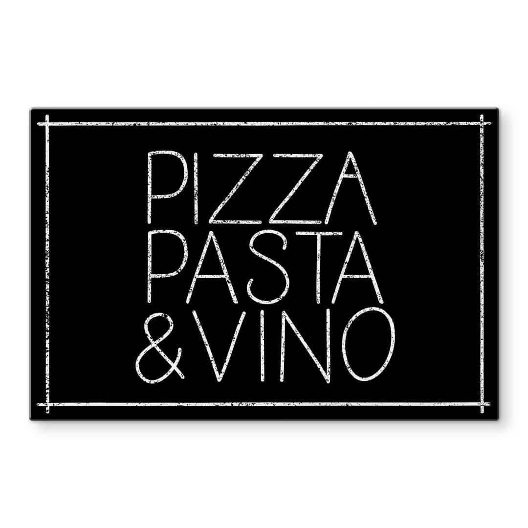 montagefertig Pizza Bild Glas Gemälde Art K&L Pasta Küchenrückwand Vino, Wandschutz Herd Wall Schriftzug Spritzschutz