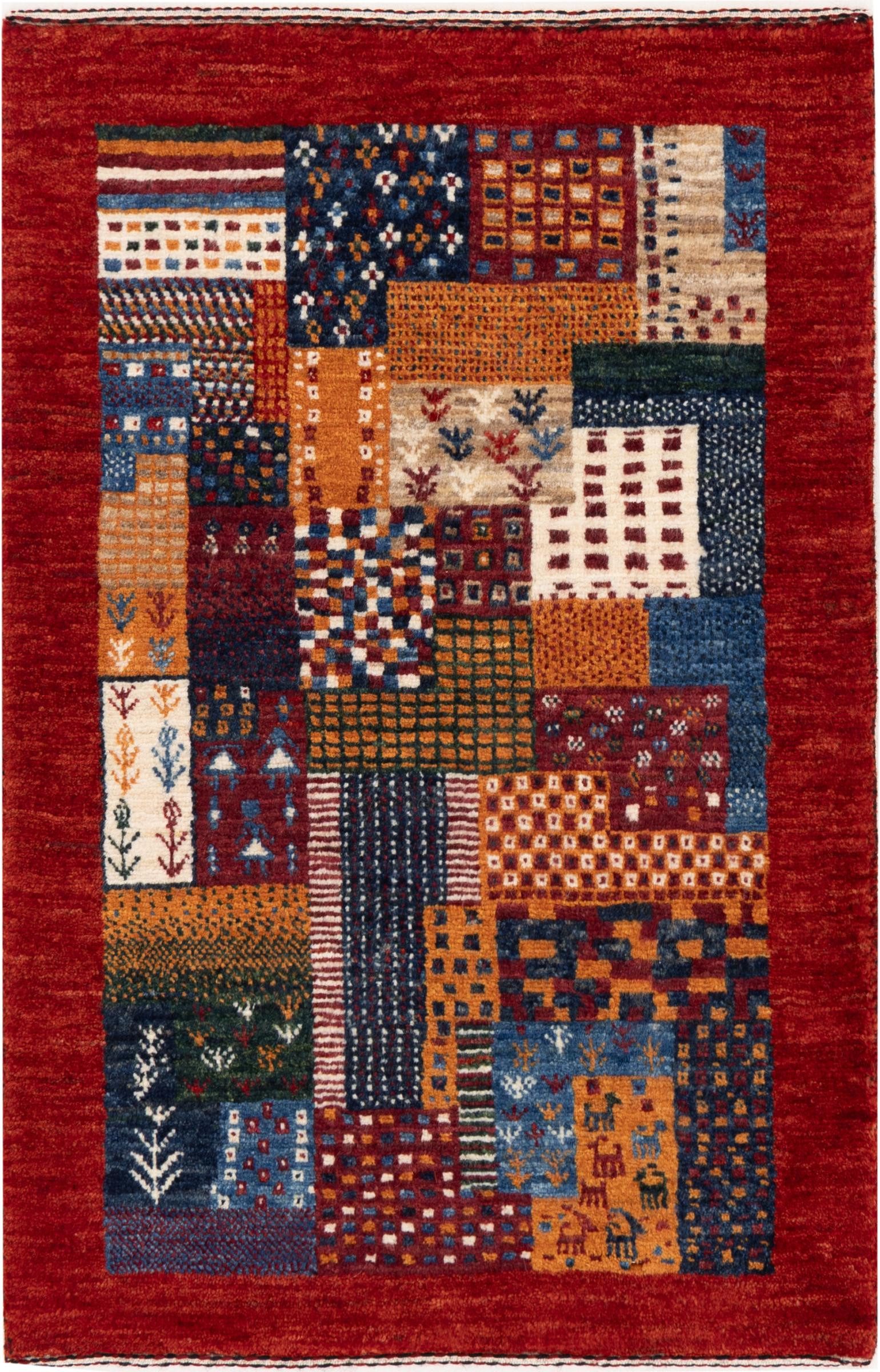 Nain Trading Orientteppich Perser Gabbeh Loribaft Atelier 61x91 Handgeknüpfter Moderner, rechteckig, Höhe: 12 mm