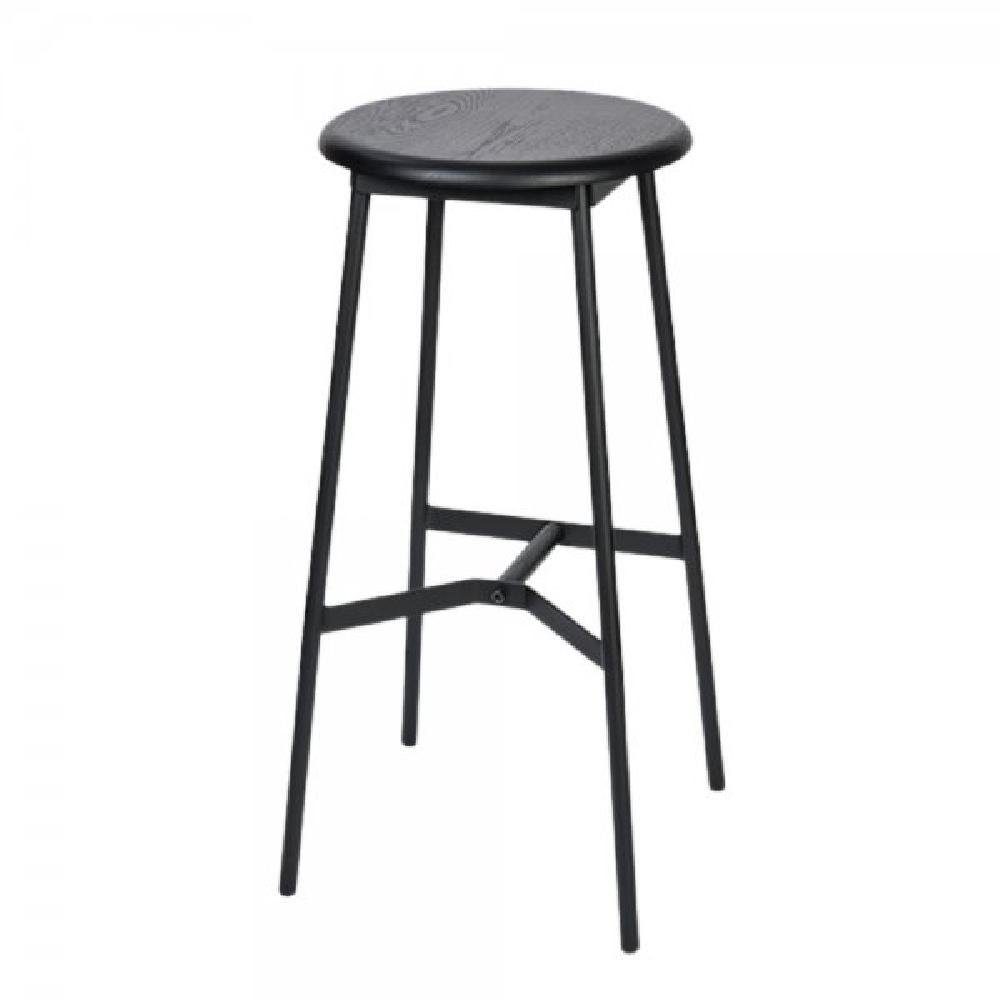 Hocker LAMBERT Barhocker Derrick Metall Eiche Schwarz
